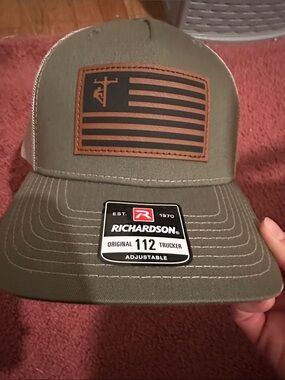 Lineman Olive Trucker Hat with Leather Patch